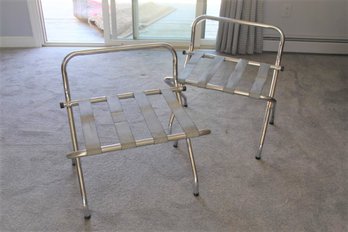 Two Gaychrome Metal Folding Luggage Racks