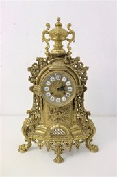 Vintage Rococo Style Lancini Brass Mantle Clock