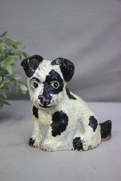 Vintage Black & White Stoneware Terrier Figurine/Garden Statue