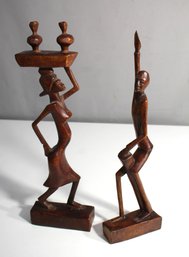 Vintage African Tribal Folk Art Hand Carved Wooden Figurines