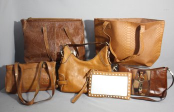 Group Lot Of Vintage Leather Bags - Assorted Styles And Sizes
