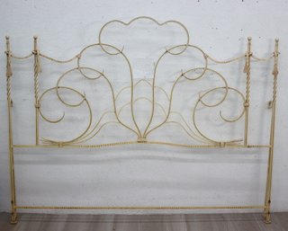 Vintage Hollywood Regency Style Painted Wrought Iron Headboard