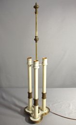 Vintage Brass And Ivory Floor Lamp With Triple Columns