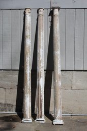 Three Vintage Salvage Wood Fluted Half Columns