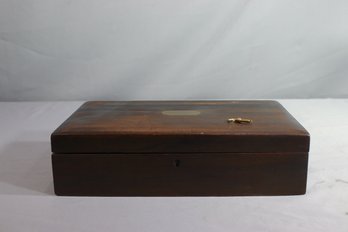 Vintage Handmade Lined Wooden Box With Lock & Key