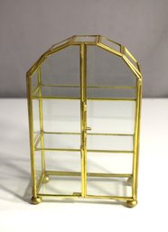 Vintage Brass And Glass Curio Cabinet Standing Shelf