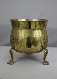Large English Brass Tripod Coal Bucket