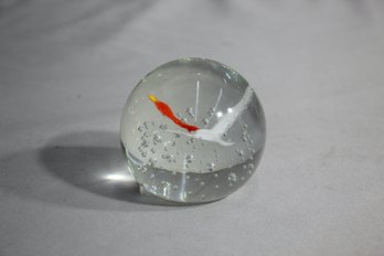 Vintage Gentile Glass Spherical Flying Goose Paperweight
