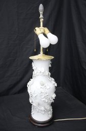 Vintage Porcelain Floral Table Lamp With Intricate Detailing