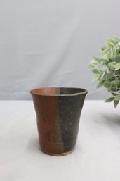 Vintage Kongstrand-style Triple Glazed Stoneware Small Vase, Marked/initial Bottom But Unidentified
