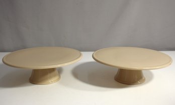 Pair Of Essentials Stoneware Cake Pedestal -japan