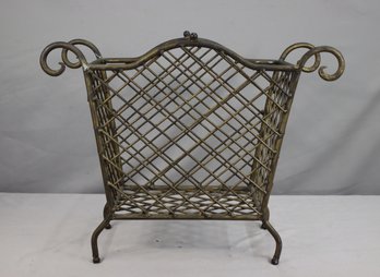 Vintage Scrolled Wrought Iron And Bent Wire Magazine Rack