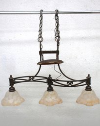 Vintage 3-Light Island Hanging Light Fixture With Frosted Glass Shades