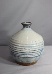Studio Pottery Stoneware Ribbed Beehive Vase, Signed K. Heller '85