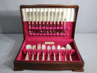 Partial Silverware Oneida Community 1936 Silver Plate Flatware With Case