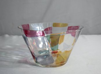 Murano Style Art Glass Color Patch Mosaic Bowl