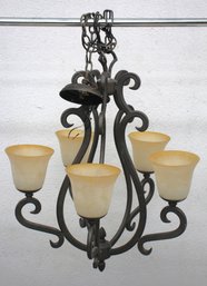 Iron Base 5-Light Chandelier With Frosted Glass Shades