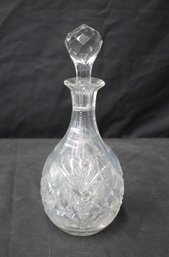 Heavy Cut Glass Decanter With Crystal Stopper