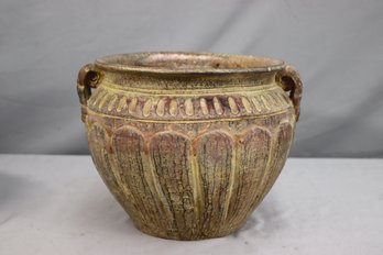 Vintage Terracotta Pottery Planter With Scroll Handles