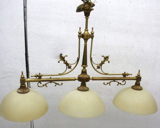 Antique Brass 3-Light Hanging Fixture With Frosted Glass Shades