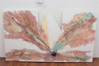 Original Mixed Media Abstract Triptych, Signed D. Taylor