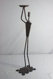 Modernist Stylized Man Welded Metal Iron Candle Holder