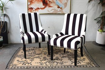 Pair Of Coaster CS188 Black/white Stripe Design Accent Chair