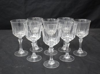 Set Of 8 French Crystal Stem Glasses, Avignon Pattern