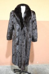 Long Haired Beaver Fur Full Length Coat  Size 12