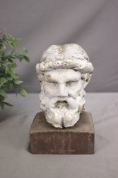 Vintage Bust Of Greek Hellenistic Bearded Man With Concrete Plinth