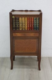 1950s French Style Inlaid Mahogany And Leather Faux Book Side Table