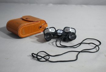 Vintage PALLAS 7 X18 Coated Lens Binoculars Opera Glasses W Leather Case, JAPAN