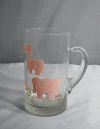 Huge Hazel Atlas Pink Elephants Bottoms Up Beer Stein