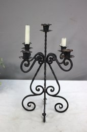 Vintage Hand Forged Wrought Iron 5 Taper Candle Holder Candelabra