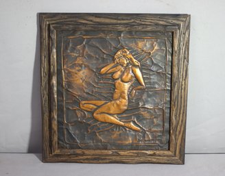 Vintage Modernist Seated Nude Copper Repousse Relief, Signed J. G. Harmon