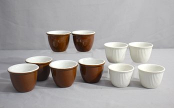 Vintage Hall 849 & 352 Pottery Custard Cups- White And Brown