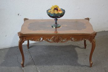 French Louis XV Style Inlay Marquetry Coffee Table