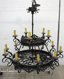 Spanish Revival 2-Tier Iron Chandelier