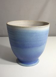 Vintage Handcrafted Blue Glazed Pottery Vase-( Tiny Chip To The Rim)