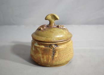 Vintage Artisan Stoneware Lidded Jar With Rustic Finish'