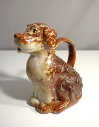 Antique Majolica Dog-Shaped Pitcher