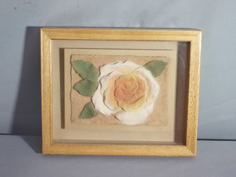 Vintage Handmade Paper Rose Raised Relief Wall Decor