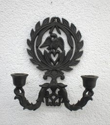 Vintage Cast Iron Eagle Taper Candle Holder Wall Sconce