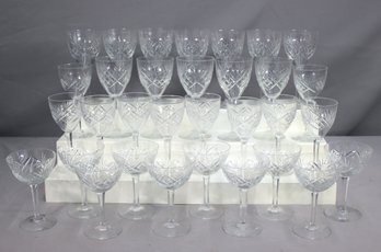 32pc Group Lot Of Vintage Mid Century Cut Glass Crystal Goblets