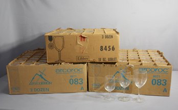 Three Case Of Arcoroc  And Libbey Wine Glasses -(around 90pcs) Three Sizes