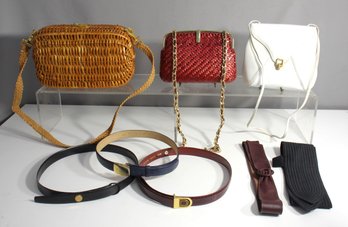 Assorted Lot Of Vintage Bags And Belts