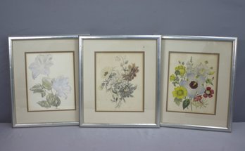 Group Of Three Framed Floral Prints