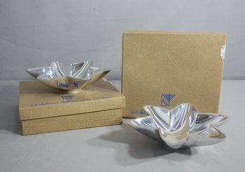 Vintage Silver-Tone Starburst Bowls With Original Boxes - A Duo Set