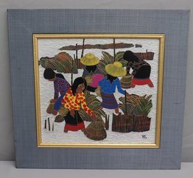 Vintage Beach Scene Composed Collage, Signed Yai 73