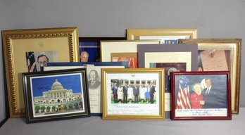 Collection Of Framed Political Memorabilia And Autographed Photos